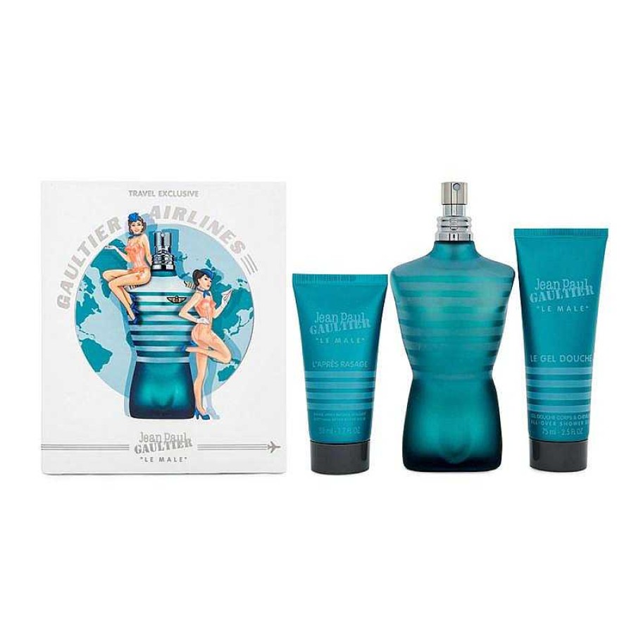 Perfumes Para Hombres JEAN PAUL GAULTIER | Jean Paul Gaultier Le Male Airlines Travel Edition Kit (3 Piezas)