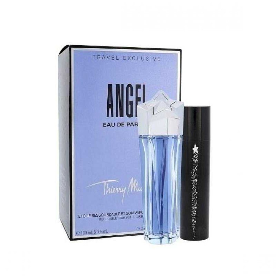 Perfumes Para Hombres MUGLER | Kit Recargable De Angel Thierry Mugler Con Miniatura (2 Piezas)