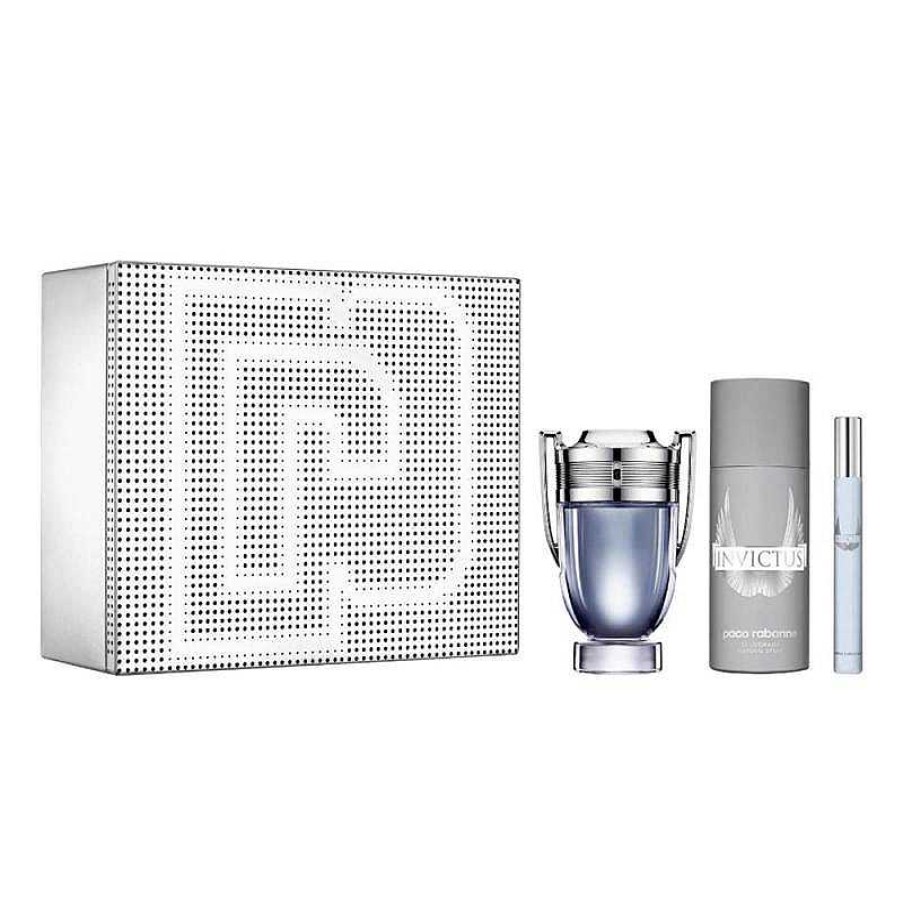 Perfumes Para Hombres PACO RABANNE | Paco Rabanne Invictus Eau De Toilette Kit (3 Piezas)