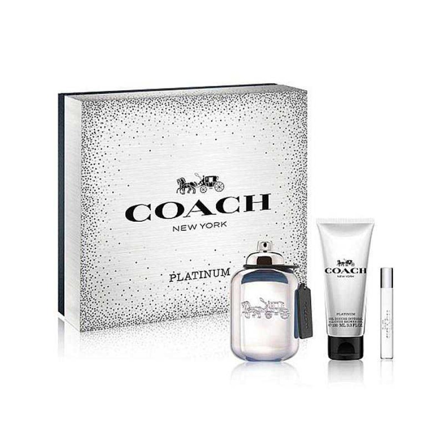 Perfumes Para Hombres COACH | Kit De Entrenador De Platino (3 Piezas)